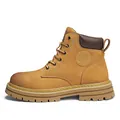 Classic tan leather platform work boots with durable lug sole - 35 / Wheat (Women)