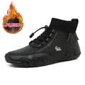Botas Martin negras de caña alta con cuello de calcetín de punto y forro interior de felpa - 35 / Estilo con Forro de Felpa (C8005M) / Negro