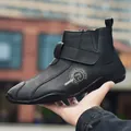 Botas Martin cálidas premium para hombre en negro con textura de cuero granulado - 38 / Negro