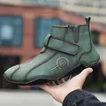 Botas Martin altas de cuero verde vintage para hombre con forro cálido - 38 / Verde Militar
