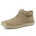 Premium men's handmade stitched high-top Martin boots in stylish khaki casual leather. - 38 / Khaki (C33088)
