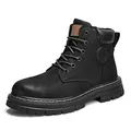 Classic black leather Martin boots with thick rugged platform and high-top design - 39 / Black (Men's)