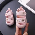 Rosa Baby-Sandalen aus Mesh mit süßer Kaninchen-Stickerei und weicher Sohle. - Set mit 6 Paaren (Größen 15-20) / Rosa