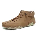 Hochwertige Leder-Outdoor-Stiefel mit einer einzigartigen Oktopus-Traktionssohle. - 34 / Gelbe Martin-Stiefel (G8008)