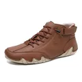 Premium braune Echtleder Martin Boots mit einzigartiger Oktopus-Gummisohle für Herren - 34 / Weinrote Martin-Stiefel (G8008)