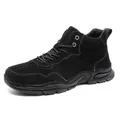 Botas casuales de cuero genuino negro para hombre, calzado de exterior con suela antideslizante - 38 / Regular (G87137) / Negro