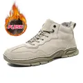 Botas Martin de hombre en ante beige con forro de felpa y suela de goma antideslizante - 38 / Estilo de Felpa Cálida (G87137M) / Caqui