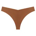 Naadloze bruine V-vormige string voor dames met een comfortabel onzichtbaar ontwerp - S / Skin Coffee