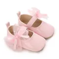 Rosa Baby-Prinzessin-Schuhe mit eleganter Schleife aus Spitze und weicher Sohle - Rosa