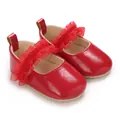 Rote Lauflernschuhe für Mädchen mit Rüschendetails und weicher Sohle. - Rot