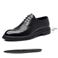 Classic black hollow-out Brogue leather dress shoes for men with 3cm sole - 38 / Hollow Style (3006-1)