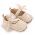 Elegante beige Baby-Prinzessinenschuhe mit Netzschleife und weicher Anti-Rutsch-Sohle - Aprikose