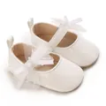 Weiße Baby Mädchen Prinzessinnenschuhe mit weicher Anti-Rutsch-Sohle und Schleife - Weiß