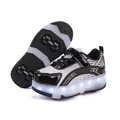Black and white children's quad-roller shoes with LED light-up soles for skating - 29 / Black and White
