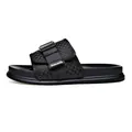 Sandalo slide da uomo nero con cinturino intrecciato e fibbia - 38 / Nero
