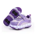 Purple and white kids LED light-up roller shoes with four wheels for sports skating - 29 / Purple
