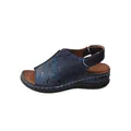 Sandali con zeppa da donna con motivo paisley blu e cinturino posteriore regolabile - Blu