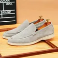 Premium grey suede men's loafers featuring breathable soft sole and slip-on design - 37 / Dark Gray