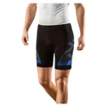 Pantalones cortos de ciclismo acolchados en negro con patrones laterales azules - S / Bottoms / Azul