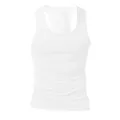 Canotta sportiva da uomo slim fit bianca senza maniche maglia intima di base premium - Bianco