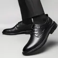 Elegant black genuine leather men's business dress shoes for formal office wear - 36 / Height Increasing All-season Style (6201) / Black