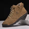 Zapatos casuales de cuero marrón para hombre cosidos a mano con logo Salkin y suela - Marrón