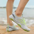 Breathable grey and neon green beach water shoes with non-slip sole for swimming - 35 / Light Gray (m1736)