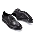 Elegant black men's handmade leather dress shoes for business and formal occasions. - 38 / Black