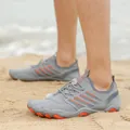 Grey and orange non-slip mesh water shoes for swimming and beach activities on sand - 35 / Dark Gray