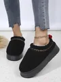 Bottes de neige à plateforme noires pour femmes avec doublure polaire chaude et couture - Noir