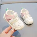 Sandales respirantes pour tout-petits roses et blanches avec semelles antidérapantes - Rose