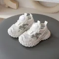 Breathable cream mesh children's sandals with anti-slip soft sole and convenient knob closure - Size 21-25 (5 Pairs Set) / White