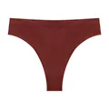 Naadloze geribbelde high-leg string voor dames in bordeauxrood ademend - Bordeauxrood