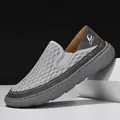 Breathable gray mesh men's slip-on casual shoes with comfortable soft sole and non-slip grip - 38 / Gray