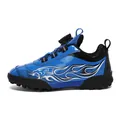 Blue children's soccer cleats with flame pattern and rotating dial laces - 31 / Blue