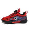 Professional red boys soccer cleats with durable turf studs and rotating buckle system - 31 / Red