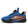 Blue boys turf soccer shoes with football flame design and easy rotary dial lacing - 31 / Blue