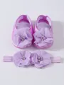 Chaussures de princesse violettes pour bébé et bandeau à fleurs assorti - Violet