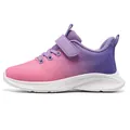 Zapatillas transpirables con degradado rosa y morado para niña con cierre de velcro - Rosa Púrpura