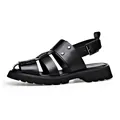 Klassieke zwarte herensandalen in romeinse stijl met dikke zool en verstelbare gesp - 38 / Zwart
