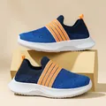 Baskets en mesh bleu respirant pour enfants avec rayures orange et semelles blanches épaisses. - 38 / Bleu Roi HL777 Double Maille