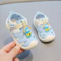 Light blue and white toddler summer sandals with cartoon astronaut and soft non-slip sole - Size 16 / Astronaut Style (Blue) / Inner Length 12.5cm / Blue