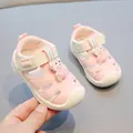 Cute pink toddler beach sandals featuring a bear character and soft non-slip safety sole - Size 16 / Bear Style (Pink) / Inner Length 12.5cm / Pink