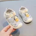 Light blue toddler sandals with cartoon astronaut detail and closed toe protection - Size 16 / Cartoon Figure Style (Gray) / Inner Length 12.5cm / Gray