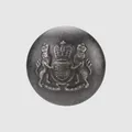 Decorative vintage antique silver plated brass button with embossed heraldic lion crest - Matte Gunmetal