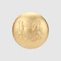 Elegant matte gold brass button featuring an intricate embossed royal lion crest design. - Matte Gold