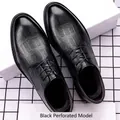 Premium black hollow-out men's leather dress shoes for business and formal events - 37 / Hollow-out Style (11030) / Black