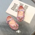 Ballerines roses brillantes pour filles avec nœud à paillettes pour la danse - Rose
