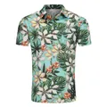 Mens tropical floral Hawaiian shirt with palm leaves and flowers for beach vacation - M / Tops / Vacation Style (Light Blue/Green Floral)