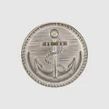 Bouton en laiton argenté avec motif d'ancre en relief pour vêtements style marin - Style Vintage Ancre (J1125-1) / 15.0mm / Argent antique